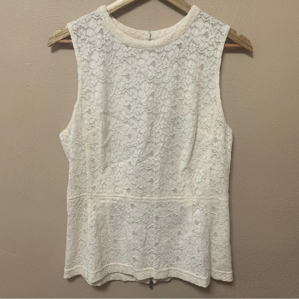 Rebecca Taylor Lace Dart Tank Top White Ivory Cream Size 10 NWT New - Picture 3 of 16